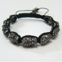 Schwarze Schädel Shamballa Armbänder Großhandelshandgemachte Shamballa Kristallkugel-Armbänder BR69